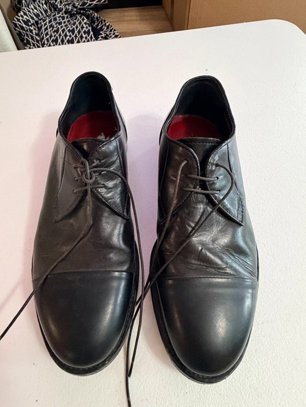 Kenneth Cole Men Bicycle Toe Dress Shoes Black Leather Lace Oxford Size 7.5 248